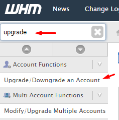 Upgrade / Downgrade WHM